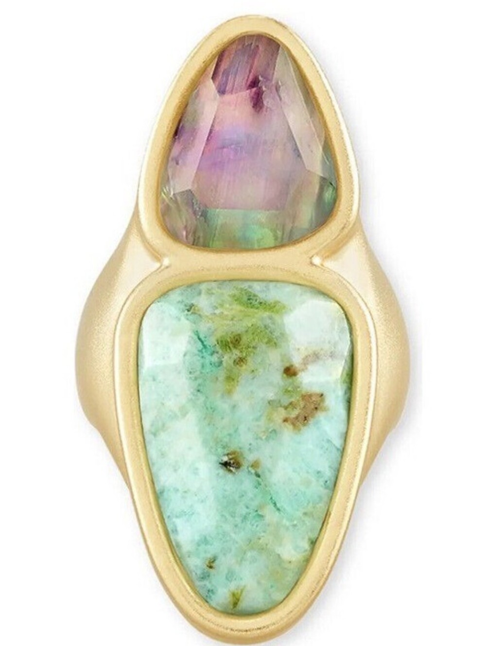 Kendra Scott Margot Gold Cocktail Ring in Sea Green Mix Size 9